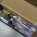 Gradient Purple Silverware set for 4,Stainless Steel Flatware Set,20 Piece Tableware Cutlery Set,Mirror Polished Utensils Sets for Kitchen,Reusable Dinnerware Sets Service for 4,Dishwasher Safe