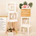 Ledido 2026 Graduation Balloon Boxes Decorations, 4 Pieces White Clear Grad Balloon boxes with Letters, Class of 2026 Graduation Party Supplies for College, High School, Prom, Birthday, Baby Shower