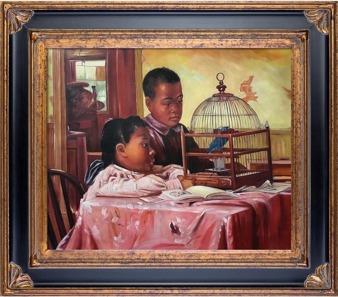 La Pastiche Watching the Bluejay with Corinthian Gold Frame, 30" x 34"