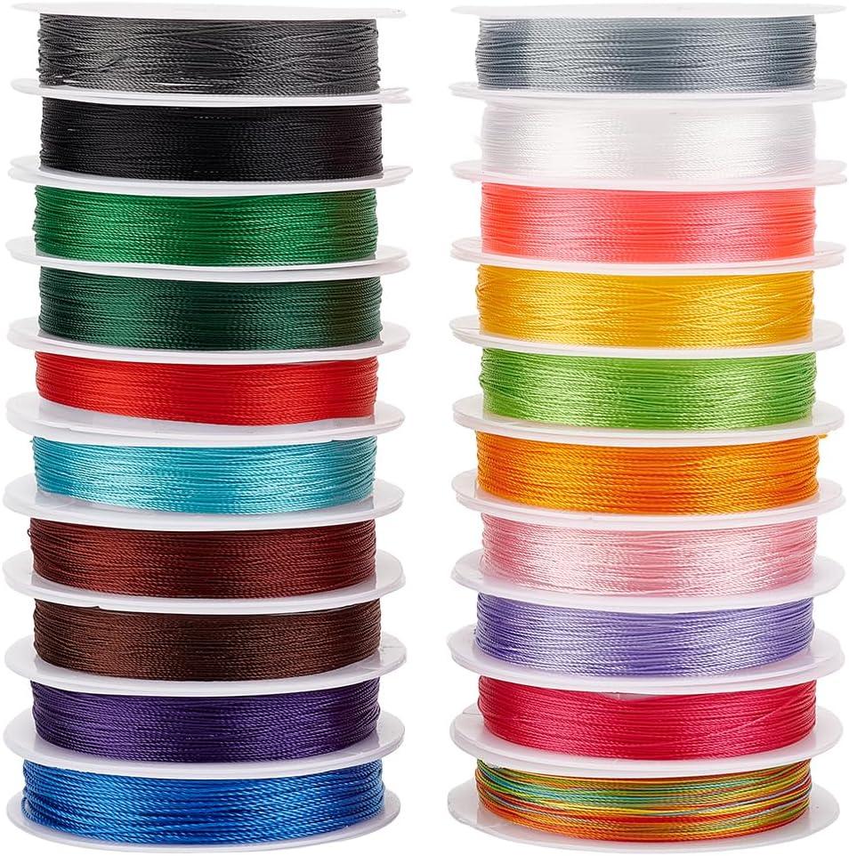 PH PandaHall 20 Colors 0.2 mm Beading String Chinese Knotting Cord Braided Beading Thread Bracelet Jewelry String Thread for Sewing Handcraft Jewelry Making Christmas Ornament 219 Yards