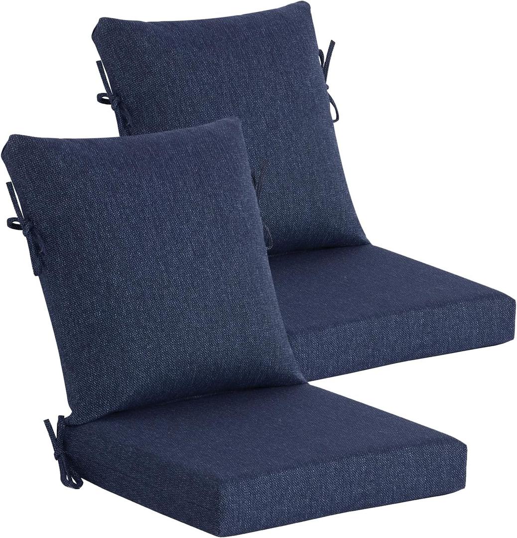 Goodgoods 20 x 42 Outdoor Patio Chair Cushion 2-Pack, 1000+Hours Fade-Resistant & Water-Resistant Furniture Chair Cushions with 30D High-Resilience Foam for Dining Chairs, Couch, Sofa, Indigo