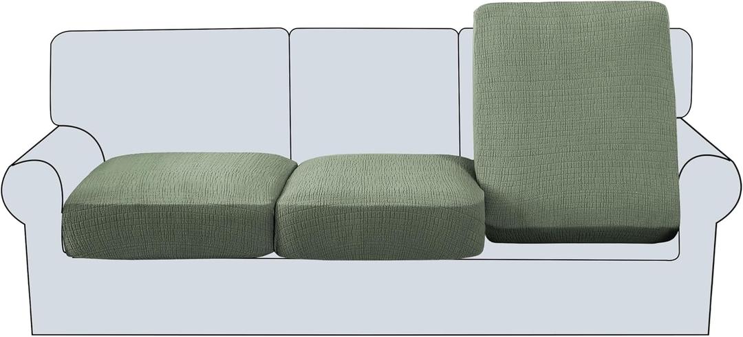 H.VERSAILTEX Jacquard Cushion Covers High Stretch Sofa Covers for 3 Cushion Couch Furniture Protector Spandex Anti-Slip Soft Thickened Slipcovers Crizzle Pattern(3 Seat Covers, Sea Grass) H.VERSAILTEX Jacquard Cushion Covers High Stretch Sofa Covers for 3 Cushion Couch Furniture Protector Spandex Anti-Slip Soft Thickened Slipcovers Crizzle Pattern(3 Seat Covers, Sea Grass)