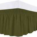 Bed Skirt Green Solid Color Bed Skirt 18 Inch Drop Dark Olive Elastic Wrap Around Bed Skirt Dust Ruffle for Queen Size Bed