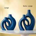Lvases Snuggle Hollow Ceramic Vase Set of 2, 11Inch Nordic Modern Boho ins Style Decorative Ceramic Aesthetic Flower Vases for Home Decor Living Room Shelf Table Decorative (Matte Navy Blue)