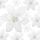 WILLBOND 24 Pcs 3 Size Poinsettia Flower Artificial Christmas Decor Glitter Poinsettia Christmas Ornaments Faux Flowers for Xmas Tree Outdoor(4/6/7.9 Inches,White)