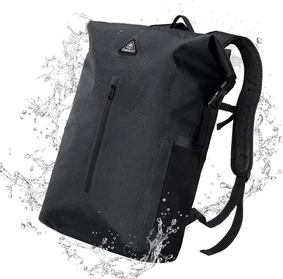 Haimont Dry Backpack Waterproof TPU Bag 30L, Lightweight Roll Top Dry Bag with Laptop Pocket for Kayaking, Boating, Rafting (Black)