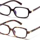 Retro Rectangle Blue Light Blocking Glasses for Women 90s Fake Eyeglasses Y2K Fashion Computer Glasses Tortoise Frame