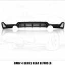 Rear Diffuser Compatible with 2014-2020 BMW 4 Series F32 F33 F36 M-Performance Style Matte Black Rear Bumper Lower Lip Diffuser Double Exhaust One Outlet