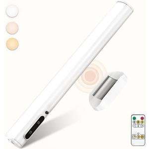 Rechargeable Magnetic LED Light Bar with Remote, Under Cabinet Lighting Wireless, Battery Powered Operated Wall Strip Lights, Dimmable Desk Lamp for Mirror Counter Bathroom Indoor - White