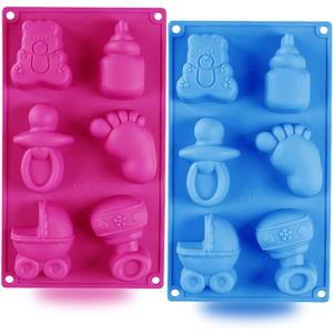 2 Pack Cute Baby Silicone Molds, 3D Baby Shower Themed Baking Mould, Cake Decorating Tools for Chocolate, Soap, Sugar Craft, Candy, Cupcake Topper, Polymer Clay