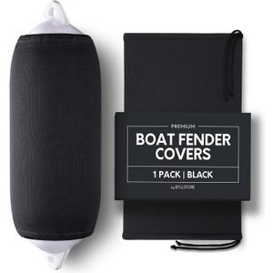 Boat Fender Covers Black & Navy Blue | 1-Pack | Polyester (1-Pack, Black, 8 x 22)