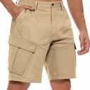 2 x Men's Cargo Shorts Drawstring Classic Chino Stretch Shorts with 6 Pockets