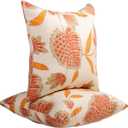 JMGBird Outdoor Throw Pillows Waterproof Set of 2 Outdoor Pillow 1818 Inch Decorative Pillows for Bed, Couch, Sofa and Patio Furniture (White With Orange)