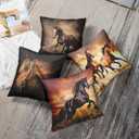 Emvency Throw Pillow Covers 20x20 Inches Set of 4 Horse Running Waist Horses Animal Square Decorative Couch Pillowcases for Home Decor Bedroom Sofa Living Room