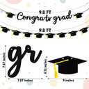 5 x Graduation Decorations Banner, Graduation Decorations 2025, Black Glitter Congrats Grad Banner, Class of 2025 Grad Garland for College High School Grad Party Supplies Decor