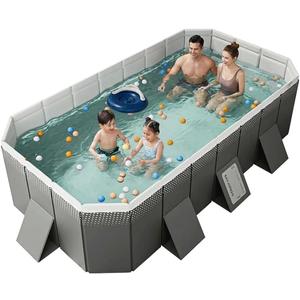 Jessie Foldable Pool for Kids and Adults Non InflatableFrame Outdoor Swimming Pool Blue Kiddie Pools Thickened Support Dog Above Ground Garden Backyard (102.36 in)