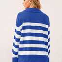 Quarter Zip Sweatshirts 2025 Women Oversized Striped Pullover Tops Lapel Collar Long Sleeve Sweater Shirts Y2K Clothes