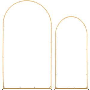 Arch Backdrop Stand, Set of 2, 7.2 ft and 6 ft, Stable Structure, Easy Assembly, Gold Metal Arch Backdrop Stand with Cover for Wedding, Birthday Party, Celebration, and Ceremony Decoration