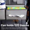 Leather Car Seat Back Organizer with Tissue Holder, Water Bottle Holder, Phone Holder for Road Trips. (Gray)