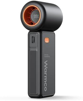 Warmco Handheld Portable Turbo Fan [16H Max Cooling] 5000mAh Rechargeable Personal Battery Operated 100-Level Wind Control Mini Small Pocket Fan for Travel Outdoor Office Makeup - Black