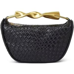 Half-Moon Straw Bucket Bag for Women | Woven Shoulder Purse | Casual Crossbody Handbag