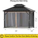 Covered Outdoor Gazebo Mosquito Netting Replacement Universal 4-Panel Sidewalls 11' x 13', Outdoor Gazebo Mosquito Nettings with Double Zipper, Replacement for Patio Canopy, Garden (Mosquito Net Only)