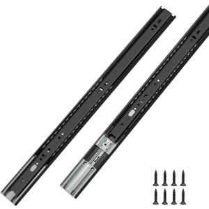 LONTAN 1 Pair Soft Close Drawer Slides 12 Inch Black Side Mount Heavy Duty Drawer Glides 9.76" Extension 3 FOLD Ball Bearing Cabinet Rails 100 LB Capacity