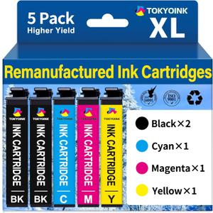 822XL Ink Cartridges Remanufactured Replacement for Epson 822XL Ink Cartridges Compatible for 822 XL T822XL Cartridge for Workforce Pro WF-3820 WF-4830 WF-4820 WF-4830 WF-4833 WF-4834 Printer (5 Pack)