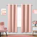 Blush Muted Pink Curtains 72 Inches Long for Kids Room Set 2 Panel Window Blackout Drape Insulated Thermal Darken Rose Gold Curtains for Christmas Bedroom Living Room Girl Baby Nursery Little Princess