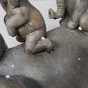 Nature's Mark 8" H 3 Baby Elephants Riding an Elephant Resin Statue Figurine Home Decorative Accent Decor (Gray)