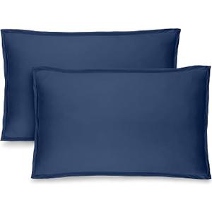 Bare Home Standard Pillow Sham Covers - Set of 2 - Premium 1800 Ultra-Soft Microfiber - Double Brushed - Stain & Fade Resistant - Bed Pillow Shams - Pillows Not Included (Set of 2, Dark Blue)