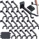 Therwen 20 Pcs Guitar Hanger Wall Mount Guitar Hangers Hooks Holders with Slat Adapter 180 Adjustable Black Hook Stand Wall Mount for Acoustic Electric Bass