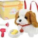 Plush Toys Walking Dog Toys That Can Walk, Bark, and Wag Tail, Interactive Electronic Pet Toys Puppy with Leash, Easter Christmas Birthday Gift for Toddlers Kids