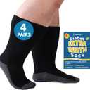 Powbrace Diabetic Socks - 4 Pairs Wide Fit, Plus Size, Lymphedema & Edema Socks for Men, Women & Bariatric Use