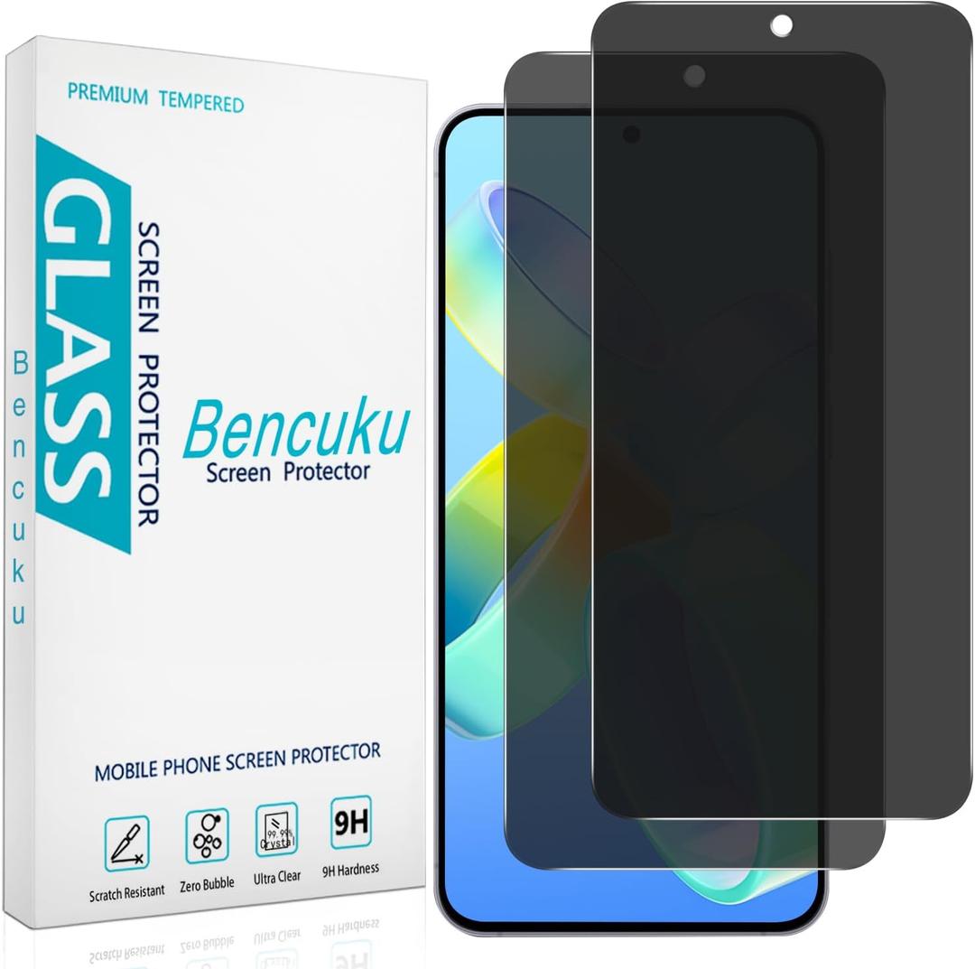 (2 Pack) Privacy Screen Protector for Samsung Galaxy S25 FE Anti Spy Tempered Glass, Support Fingerprint Unlock, Anti Scratch, Bubble Free ((Black)Samsung S25 FE 6.7-inch)