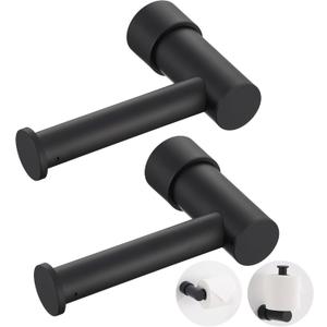 2 x KPW Toilet Paper Holder, Wall Mounted Toilet Roll Holder for Bathroom, Washroom and RV, Matte Black Paper Towel Holder 2 Pack