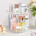 360 Rotating Lazy Susan Bathroom Organizer Countertop, 2 Tier 10.6inch Makeup Organizers for Vanity, Skincare Organizers Perfume Organizer for Bathroom, Make up Organizers and Storage -Clear