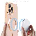 iPhone 15 Pro Max Case,iPhone 15 Pro Max Phone Case[Compatible with MagSafe] Magnetic Slim Thin Lanyard Wrist Strap Plating Shockproof Protective Phone Cover for iPhone 15 Pro Max 6.7", Pink
