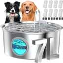 Dog Water Fountain for Large Dogs: Big Cat Water Fountain Stainless Steel -1.8Gal/7L Big Quiet Cats Water Bowl Dispenser- Pet Water Fountains for Dogs - 8 Filters + 8 Sponge Filters - GROOKPET