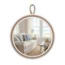 Vercraft Coastal Mirror 24" Wall Decor with Rope Wrapped Trim and Hanging Loop Nautical Round Circle Mirror Nautical Rustic Decorative for the Living Room, Bedroom Bathroom and Entryway