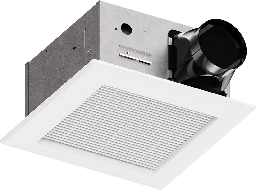 110-130CFM Bathroom Exhaust Fan: 0.8-1.2 Sones 30W Ceiling Mount Shower Ventilation Fan With Grille for Bath and Home, 120V, White, Wet Rated, ETL Certified