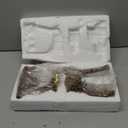 DN DECONATION Christmas Decorations Reindeer Figurines, Deer Decor Statues with Gold Antlers, 2PCS Flocked Brown Reindeer Xmas, Decorations for Christmas Village Table Top Mantle Winter Room Decor