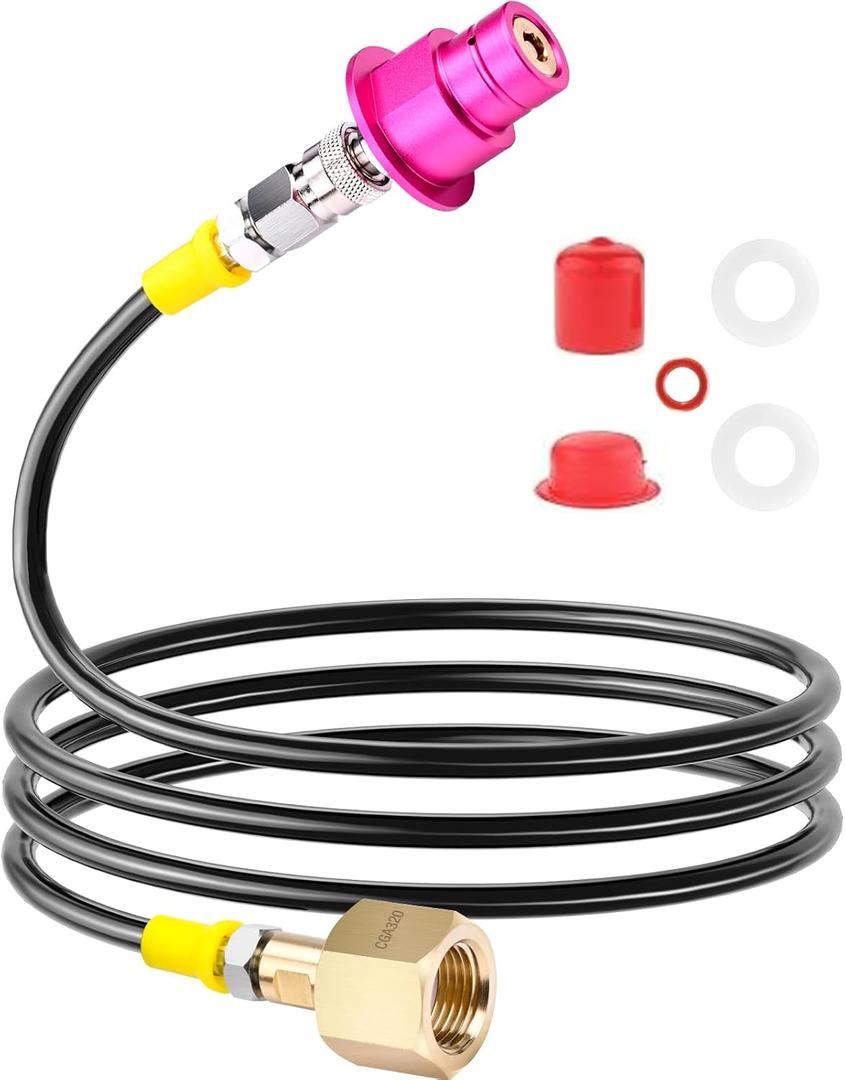 CO2 Quick Adapter with 60in High-pressure Hose, CO2 Quick-Connect Compatible with Duo/Terra/Art/E-Duo/Crystal 3.0/GAIA Soda Maker, CGA320 Valve for Large CO2 Tank