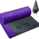 Yoga Mat Towel with Hand Towel, Extra Thick (600GSM) Soft Hot Yoga Towel, Non-Slip and Sweat Absorbent for Hot Yoga, Bikram, Pilates, and Fitness, 72" x 27.5", Dual-Color, Grey/Purple