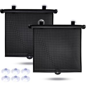 EcoNour Car Window Shades for Baby (2 Pack) - Upgraded | Shades for Side Window | Comes with Enhanced Suction Cups & Large Clips for Durability | Baby Car Accessories (18" x 20") (Black)