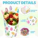 LemonRoad 250 Pcs Easter Charcuterie Cups with Sticks Included 50 Pcs 14 oz Disposable French Fry Cups 200 Bunny Egg Cocktail Picks Paper Appetizer Snack Bowls for Easter Party Supplies Decorations