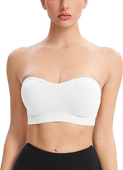 Gnowann Strapless Bras for Women Non-Slip Silicone Bandeau Bralette Seamless Wireless Strapless Bra Padded Tube Top, XL