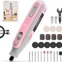 Cordless Rotary Tool 4V Pro, 5-Speed Rotary Tool Kit for Artists & DIYers - LED Display - Beginner Friendly - 18 Upgraded Accessories (Pink)