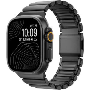 Luxury Titanium Silicone DualLayer Link Bands Compatible with Apple Watch Band Ultra 3/2/1 49mm 46mm 45mm 44mm 42mm, Men Women Magnetic Clasp Metal Bracelet for iWatch Series 11 10 9 8 7 6 5 4 SE (BlackBlack, 49mm/46mm/45mm/44mm/42mm(Series 3))