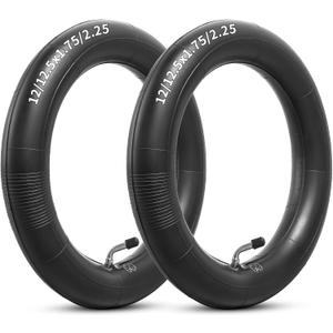 Heavy Duty 12/12.5x1.75x2.25 Thick 40% Butyl Inner Tube, 12 1/2 x 2 1/4 Inner Tube with CR202 Angled Valve Stem Compatible with Most 12x1.75/2.125 12x2.25 12.5X1.75/2.25 Bike/Scooter Tire Tube 2Pcs